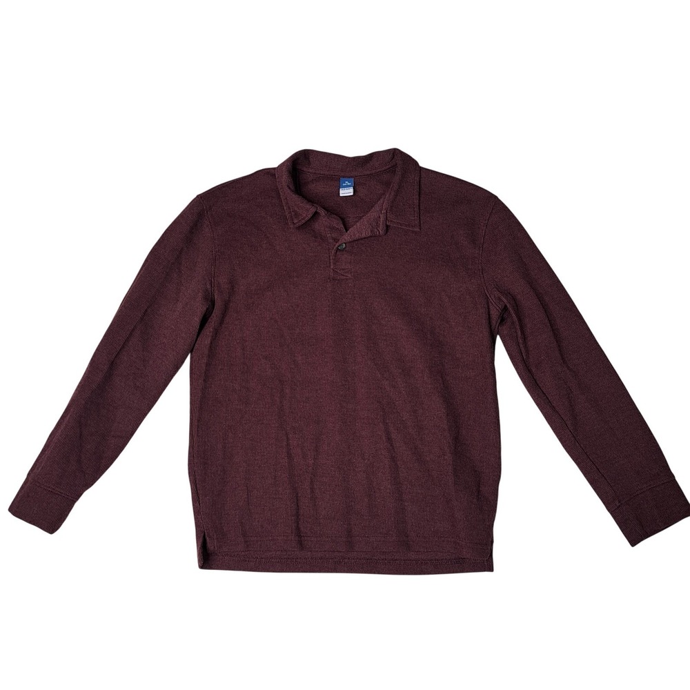 Old Navy Kids Long Sleeve Ribbed Polo Shirt Burgundy Size XL 14-16‎